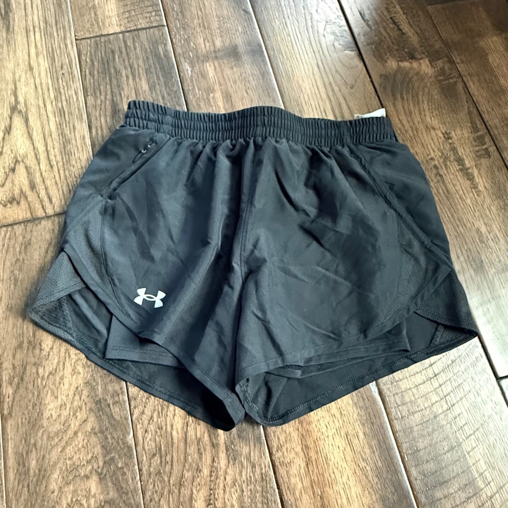 Under Armour Womens Fly By 2-in-1 Shorts Black Athletic Running‎ XS 1362440-001